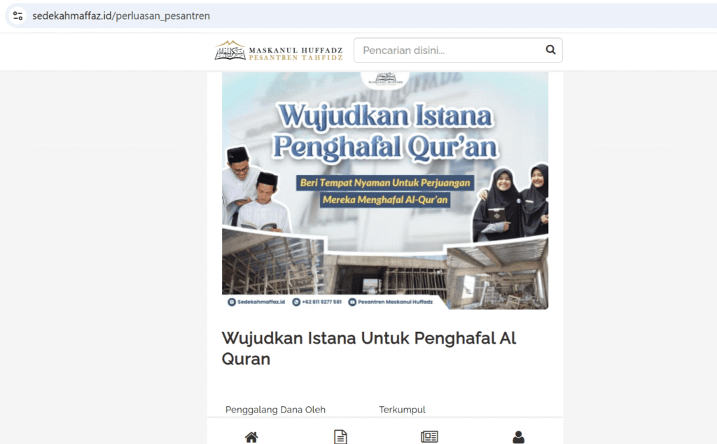 sedekah online Maskanul Huffadz